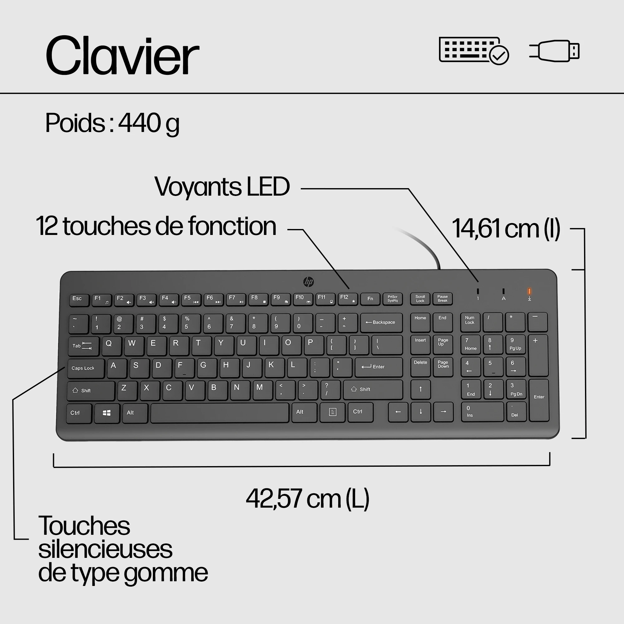 Souris et clavier filaires HP 150  AZERTY (240J7AA)