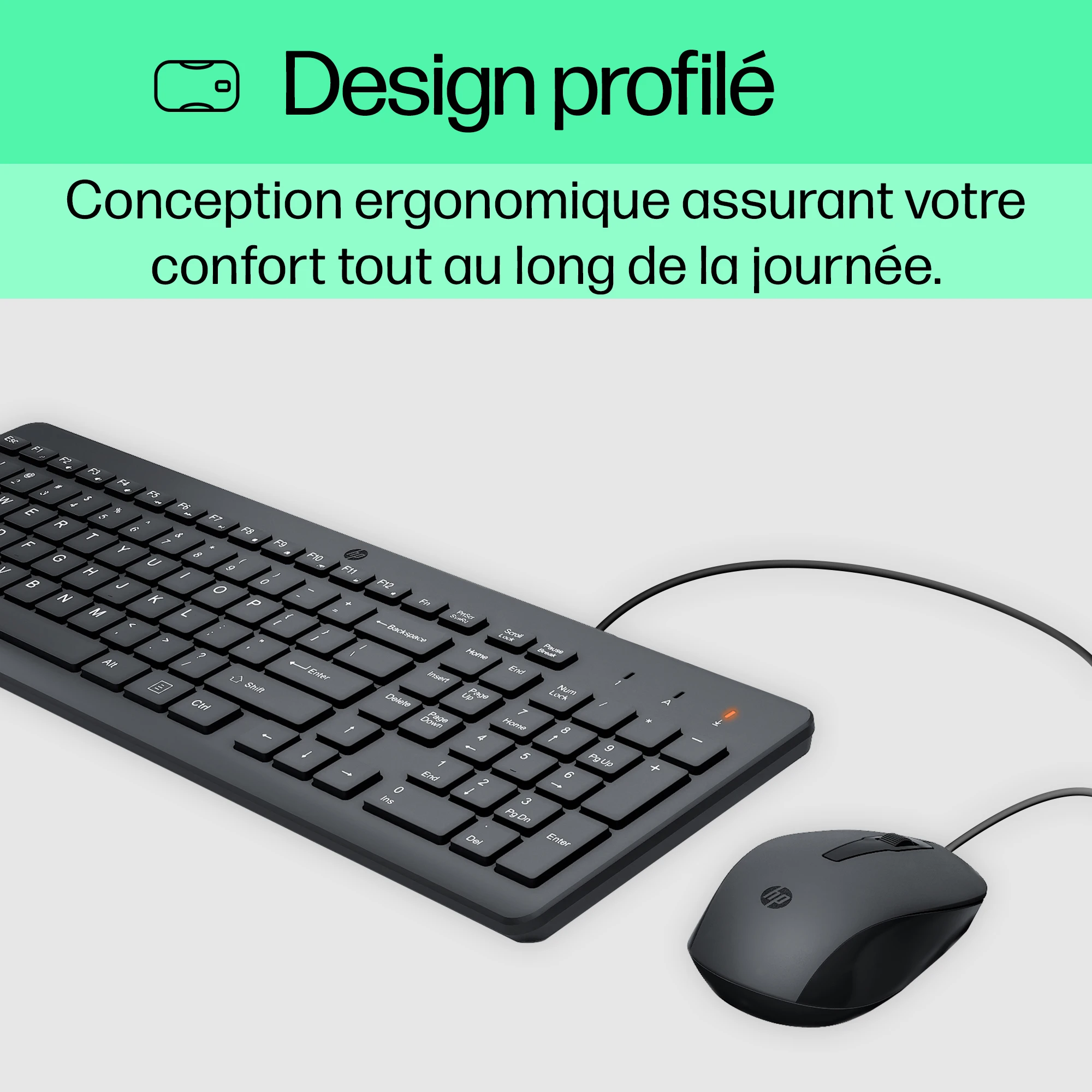 Souris et clavier filaires HP 150  AZERTY (240J7AA)